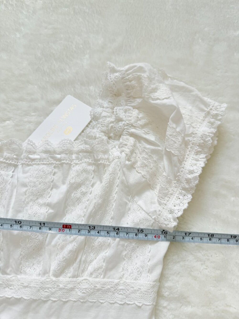 NWT Caroline Constas White Lace Cotton Cottagecore Maxi Dress S - Picture 11 of 15